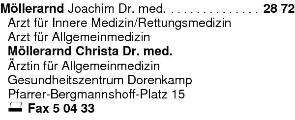 Möllerarnd Joachim u. Christa Drs. Facharzt für Innere Medizin u. Allgemeinmedizin