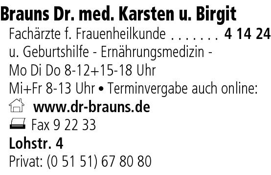 Brauns Karsten Dr. med. Facharzt für Frauenheilkunde und Geburtshilfe