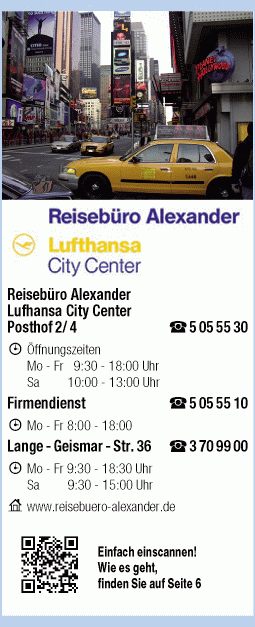 Reisebüro Alexander Lufthansa City Center