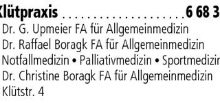 Bild zu Klütpraxis G. Upmeier Dr.med. , Boragk R. Dr. med. , Boragk C. Dr. med. Fachärzte für Allgemeinmedizin