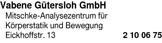 Vabene Gütersloh GmbH Mitschke-Analysezentrum für Körperstatik und Bewegung