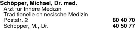 Schöpper Dr. med. Michael, Arzt für Innere Medizin