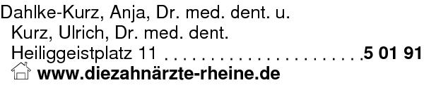 Dahlke-Kurz, Dr. med. dent. Anja Zahnarztgemeinschaftspraxis und Kurz, Ulrich Dr.med.dent.