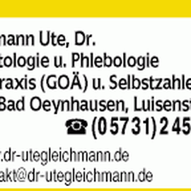 Gleichmann Ute Dr. Fachärztin für Dermatologie u. Phlebologie, Ästhetische Medizin in Bad Oeynhausen