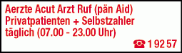 Aerzte Acut Arzt Ruf (pän AID) Privatpatienten und Selbstzahler