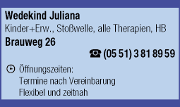 Wedekind Juliana Praxis für Physiotherapie