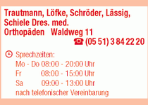 Bild zu Trautmann M., Löfke F., Schröder M., Lässig S. u. Schiele S. Dres. med., FÄ f. Orthopädie- Chirotherapie- Sportmedizin