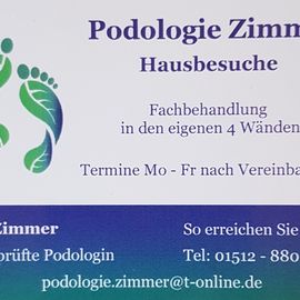 Visitenkarte Podologie Zimmer, Med. Fußpflege, Hausbesuche