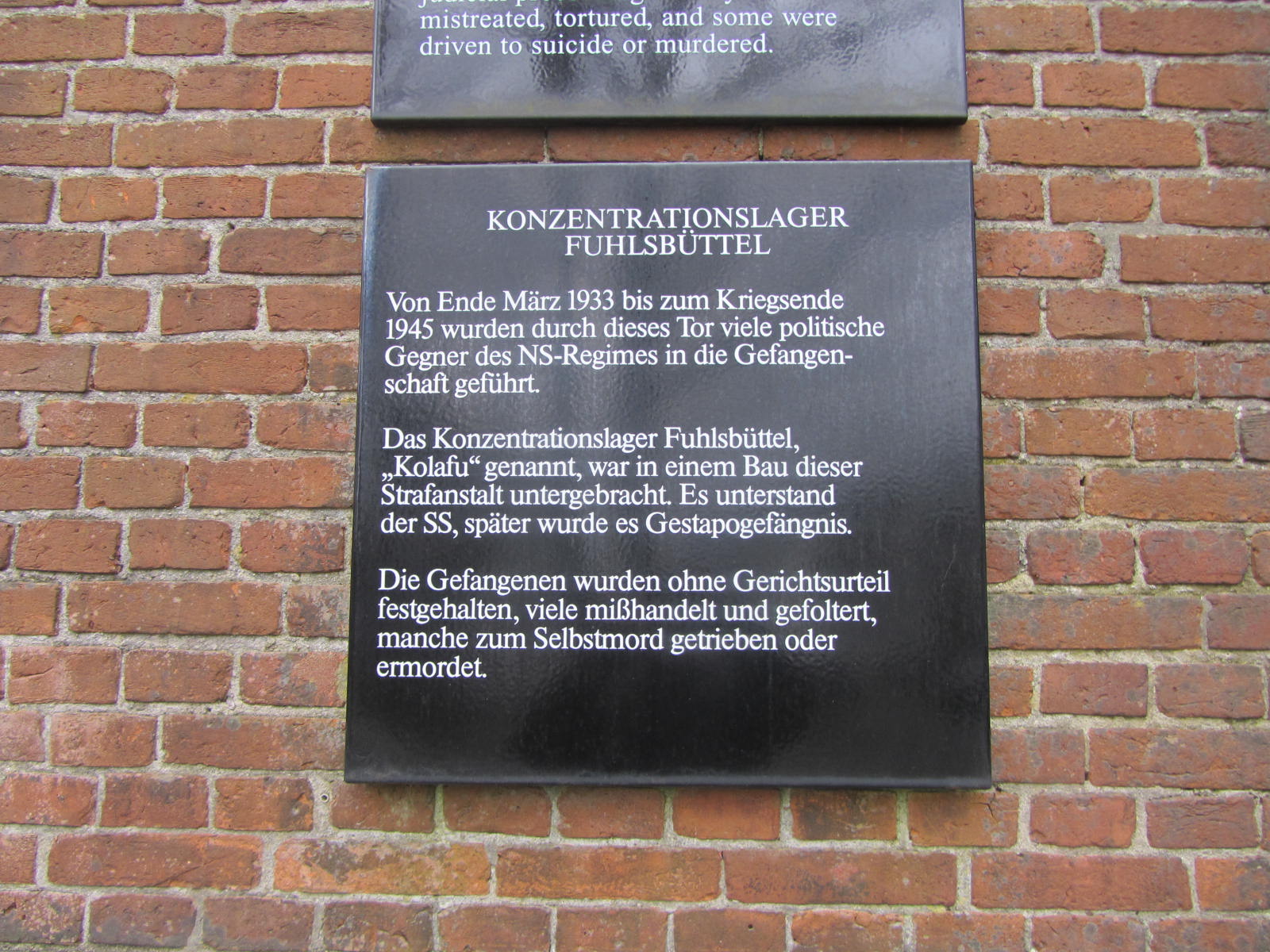 Gedenkstätte Konzentrationslager und Strafanstalten Fuhlsbüttel 1933-1945 in Suhrenkamp 98 22335 Hamburg-Ohlsdorf