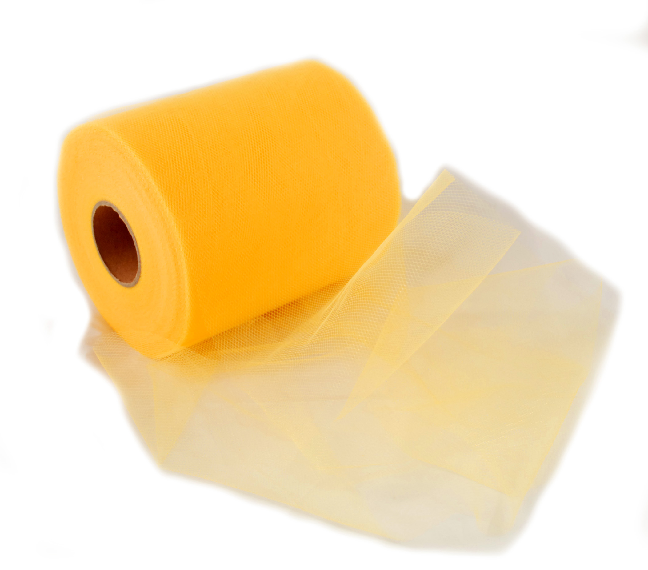 12 cm breiter Tüll Stoff in gelb auf einer 100 m Tüll Rolle