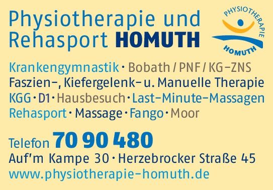 Angebot Physiotherapie & Rehasport Homuth 