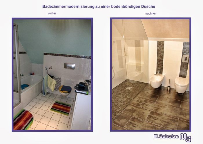 Vorher- / Nachher - Beispiel einer Badezimmermodernisierung mit 