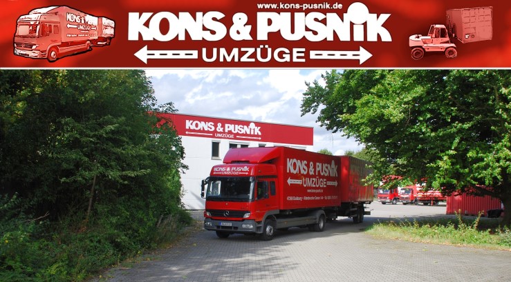 Möbelwagen und Firmengelände Kons &amp; Pusnik Umzüge Duisburg