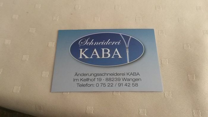 Visitenkarte von der Änderungsschneiderrei KABA