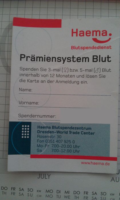 Prämiensystem Blut