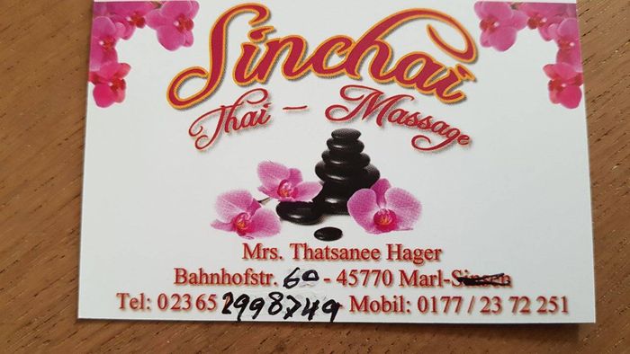 Die Visitenkarte der Sinchai Thai-Massage 