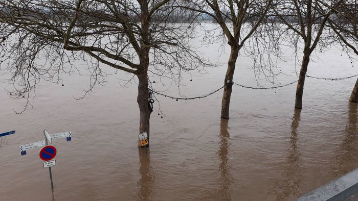 Hochwasser 6.Januar 2018 Der Deich ist zu.