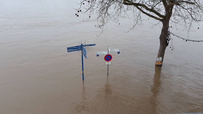 Hochwasser 6.Januar 2018 Der Deich ist zu.