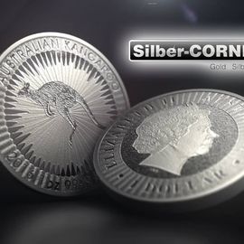 Silber-CORNER.de Logo mit Silbermünzen 