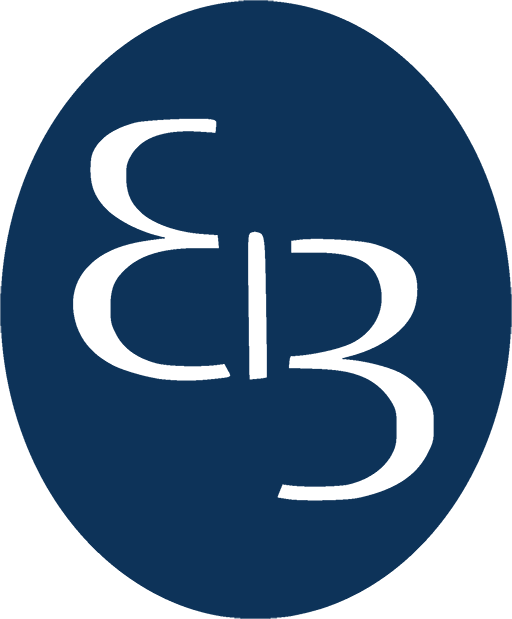 Logo der Kanzlei Esther Beckove, MBL. Die Buchstaben E und B formen ein stilisiertes Paragrafenzeichen