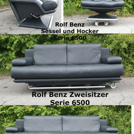 Rolf Benz Leder-Garnitur Serie 6500 gebraucht NEUWERTIG. Edelste Verarbeitung. In der Höhe verstellbare Rückenlehnen. Zweisitzer, Dreisitzer  bis Viersitzer, drehbarer Sessel mit Relaxfunktion und Hocker.
