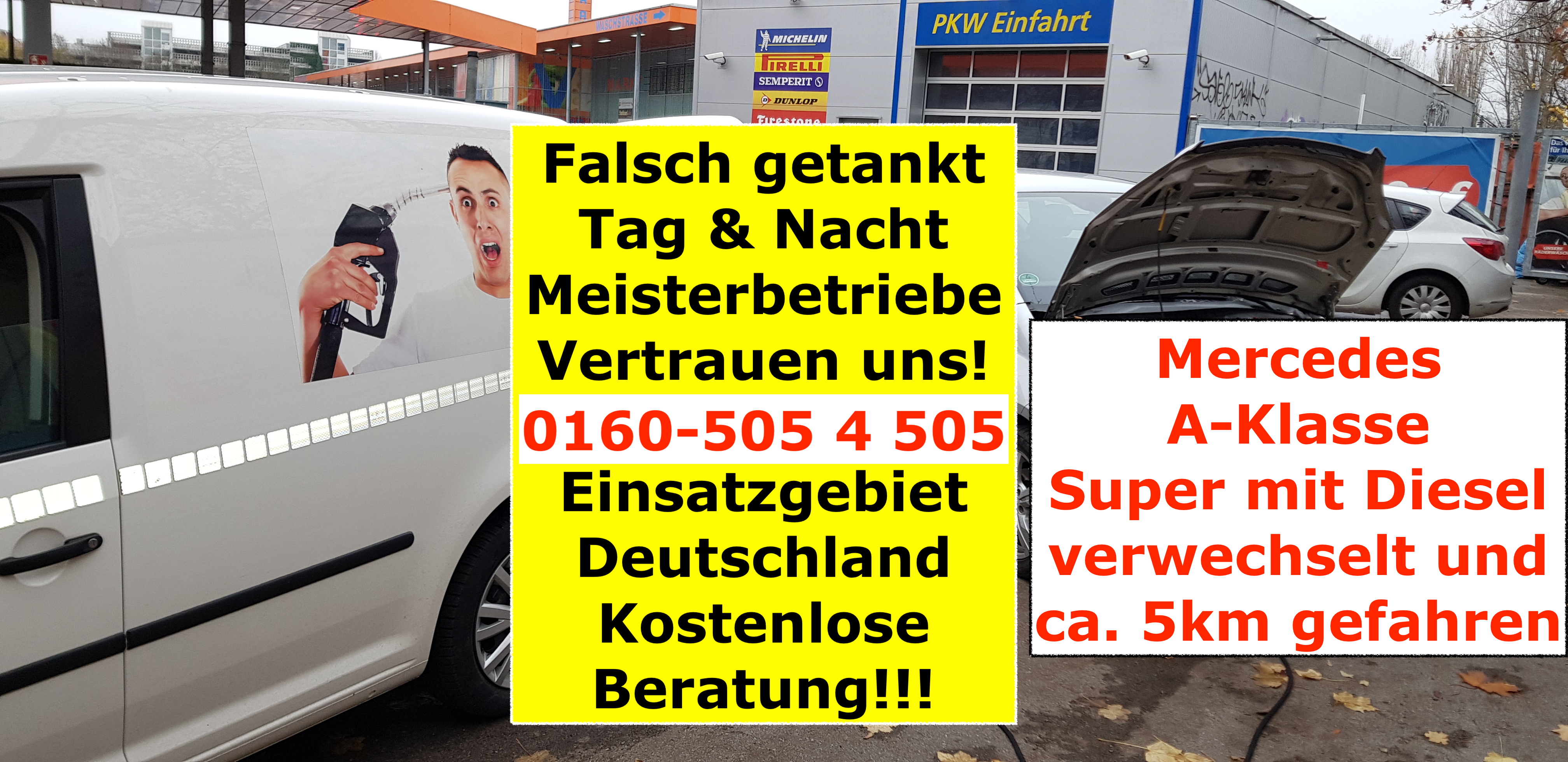 Auto falsch getankt Soforthilfe Deutschland