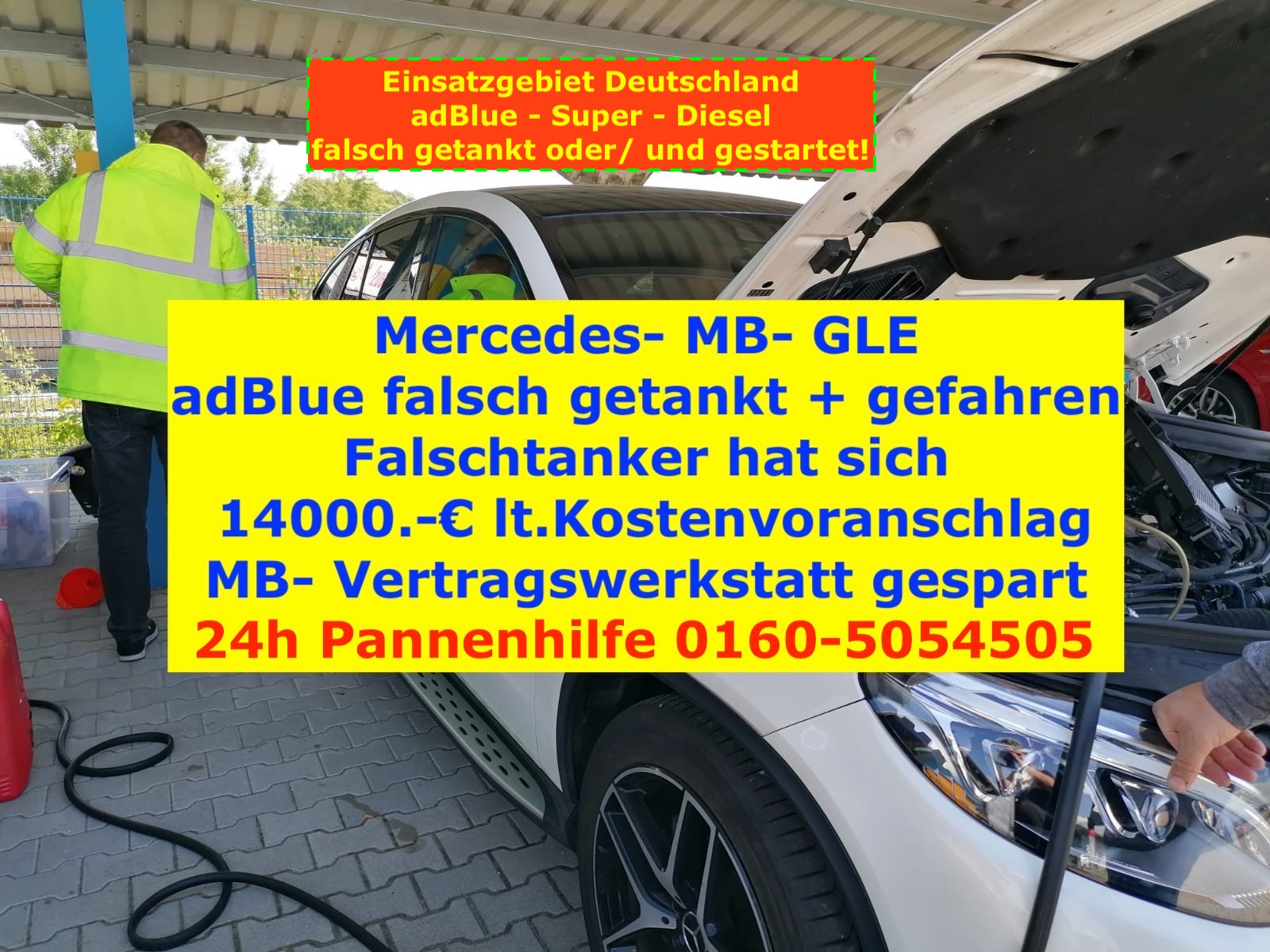 "Kraftstoff falsch getankt? 24h Mobile Auto - Motorrad - LKW - Fehlbetankung Soforthilfe/ Pannenhilfe – Deutschland