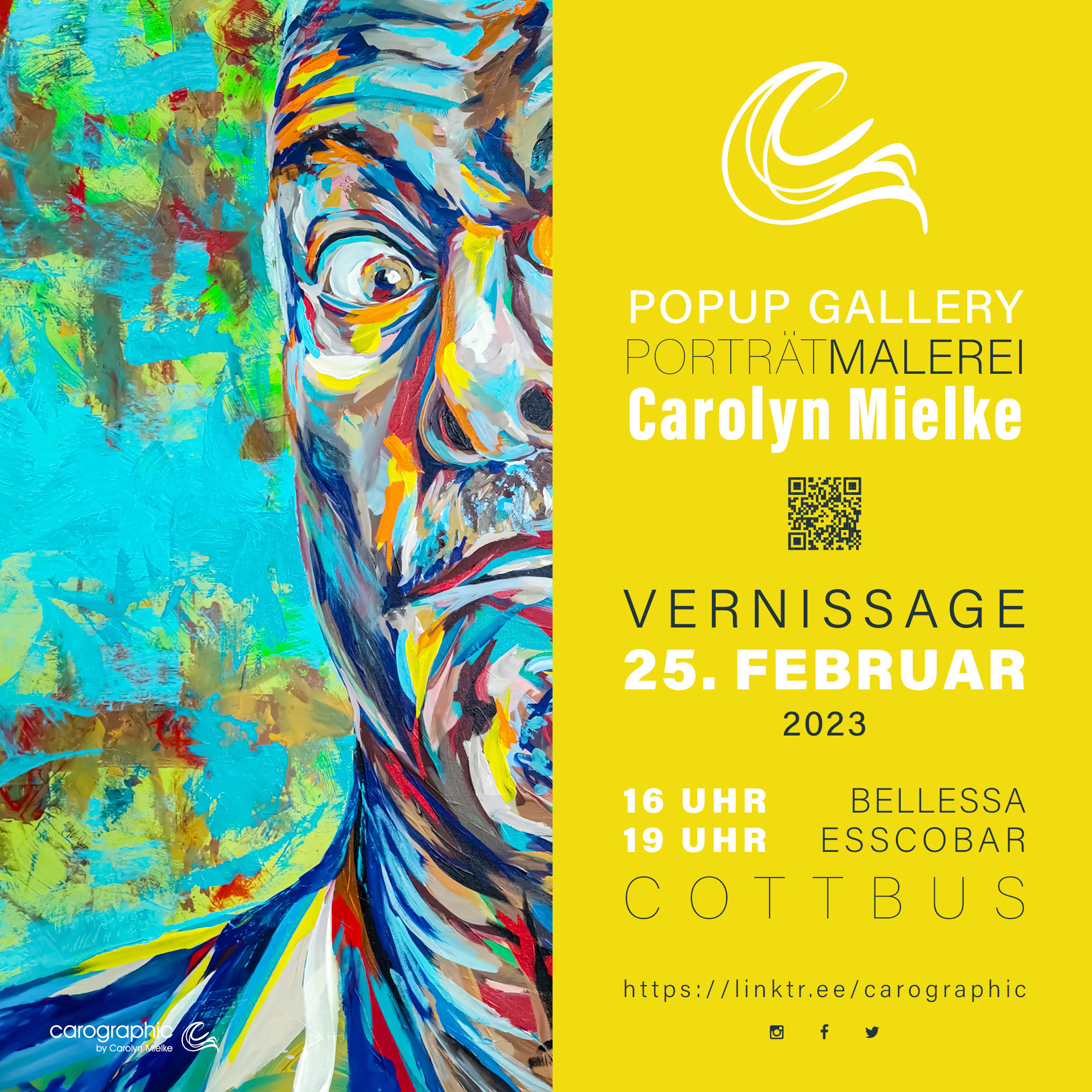 #Ausstellung #Carolyn_Mielke #Malerei #Unikate #Bellessa #Esscobar #RestaurantsCb #Popart  #bunteGesichter #Maler #popupgalerie #popupAusstellung, #popupKunst #bunteKunst #figurativeart #AusstellungLausitz #KunstCottbus #K&uuml;nstlerCottbus #K&uuml;nstler #Brandenburg #PopupRestaurant #kunstausstellung #cottbus # #popupgallery #popupgalerie #popart #kunst #art #Kunstgalerie #ausstellung #K&uuml;nstler #Kunstwerke #zeitgen&ouml;ssisch #contemporaryart #expressiv #Kunstsammlung #carographic