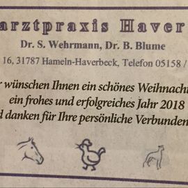 Wehrmann Susanne Dr. Tierarztpraxis in Haverbeck Stadt Hameln