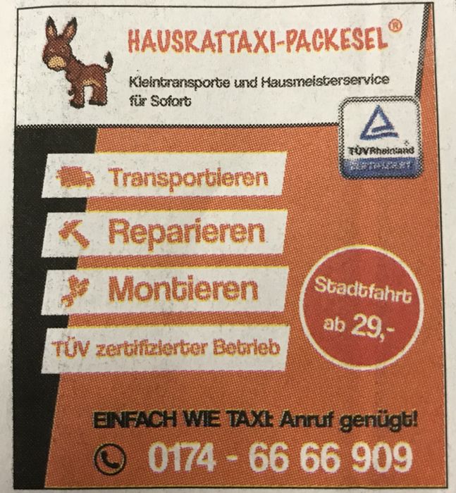 Hausrattaxi - Packesel