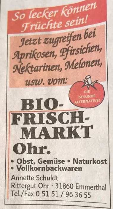 Bio Frischmarkt-Ohr, A. Schuldt