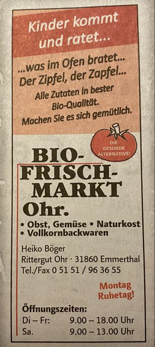 Bio Frischmarkt-Ohr, A. Schuldt
