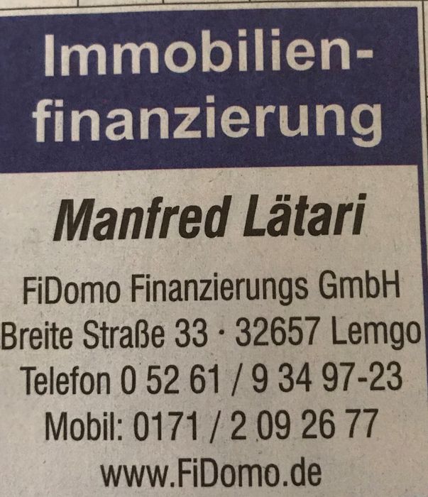 FiDomo Finanzierungs GmbH - Manfred Lätari
