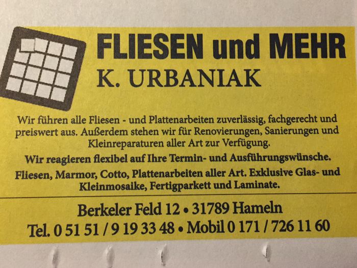 Urbaniak Klaus - Fliesen und mehr!