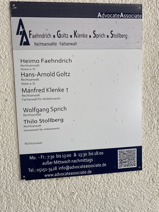 Faehndrich Heimo , Goltz Hans-A. , Liepelt Heinz und Klenke Manfred Rechtsanwälte und Notar