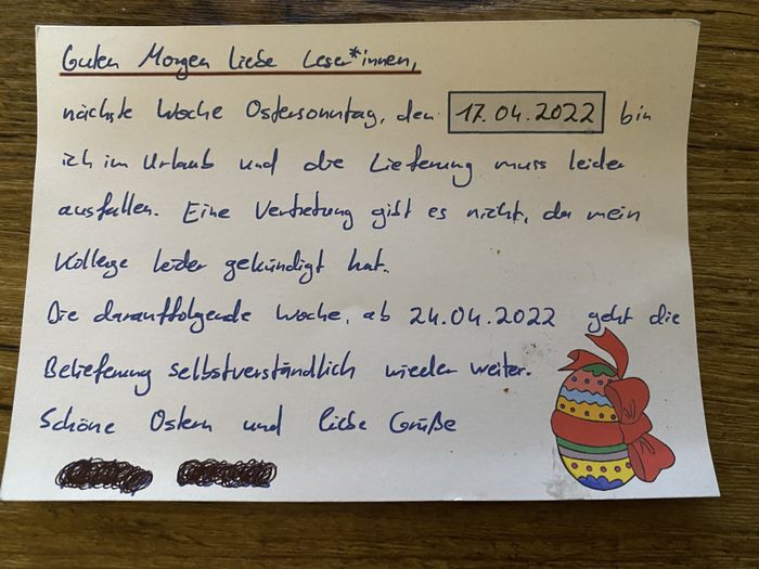 Kein guter Service, aber wenigstens mit Vorankündigung und man weiß, warum.