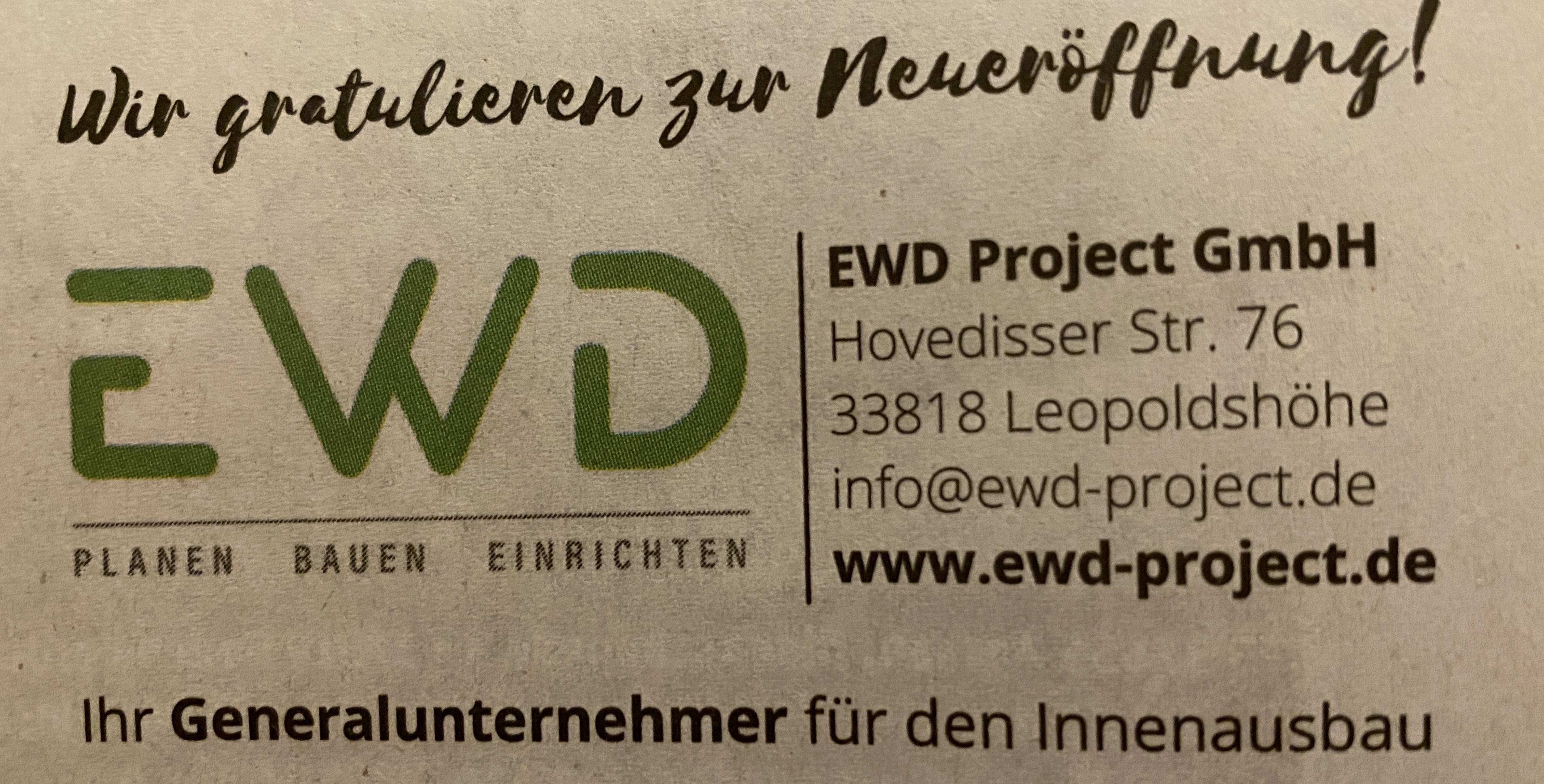 Bild 1 EWD Project GmbH in Leopoldshöhe