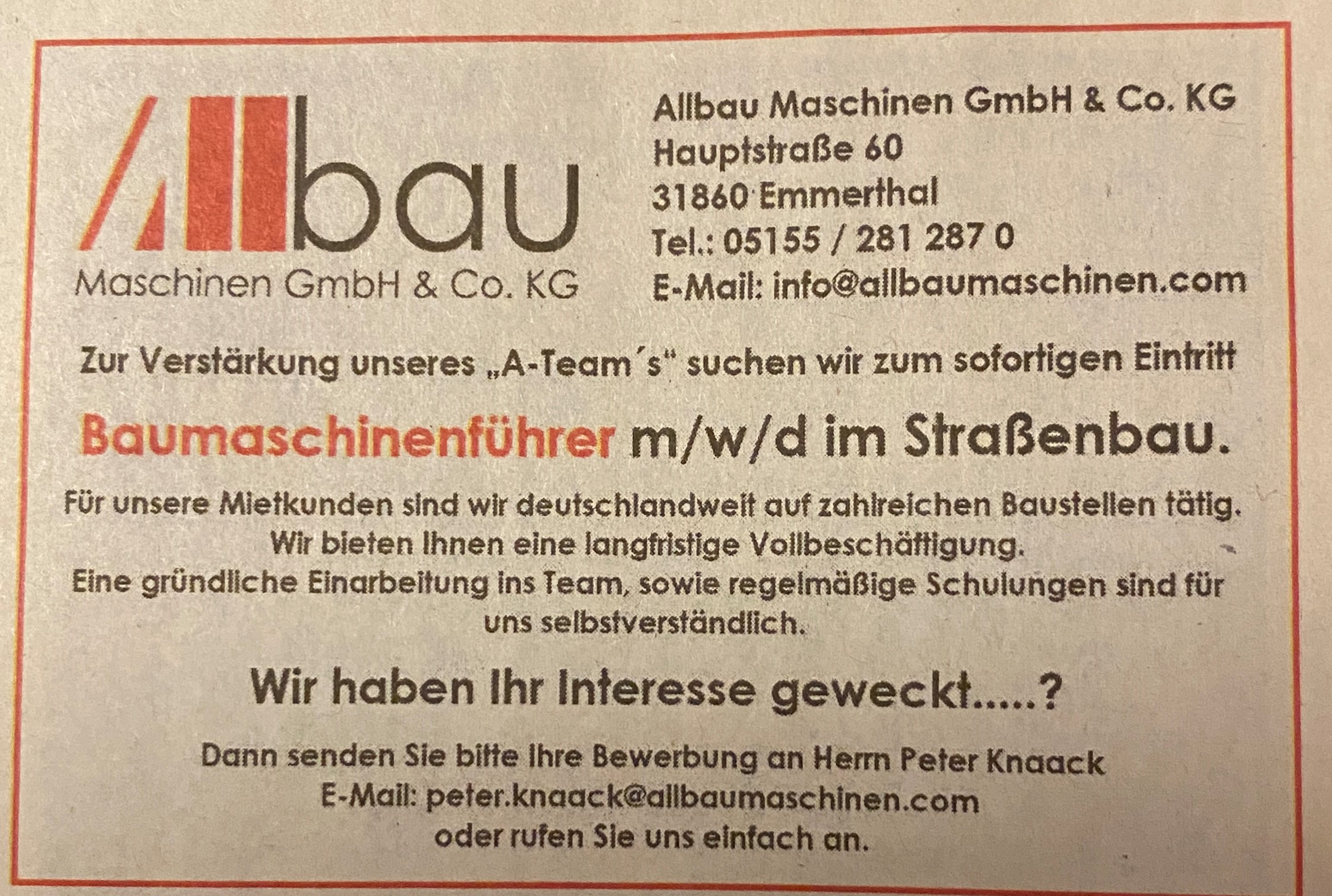 Bild 1 Allbau Maschinen GmbH & Co. KG in Emmerthal