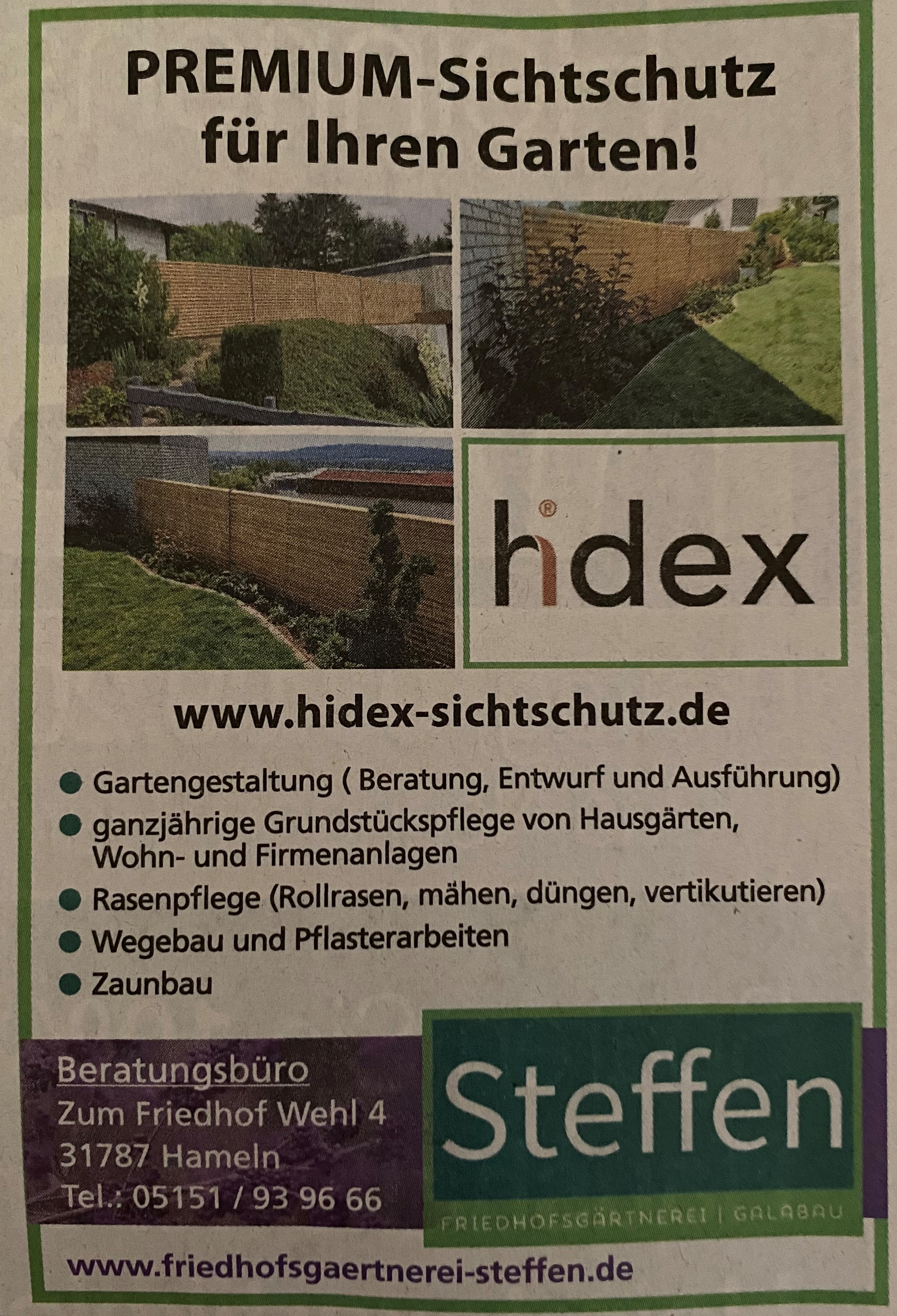 Bild 1 Hidex-Sichtschutz in Hameln