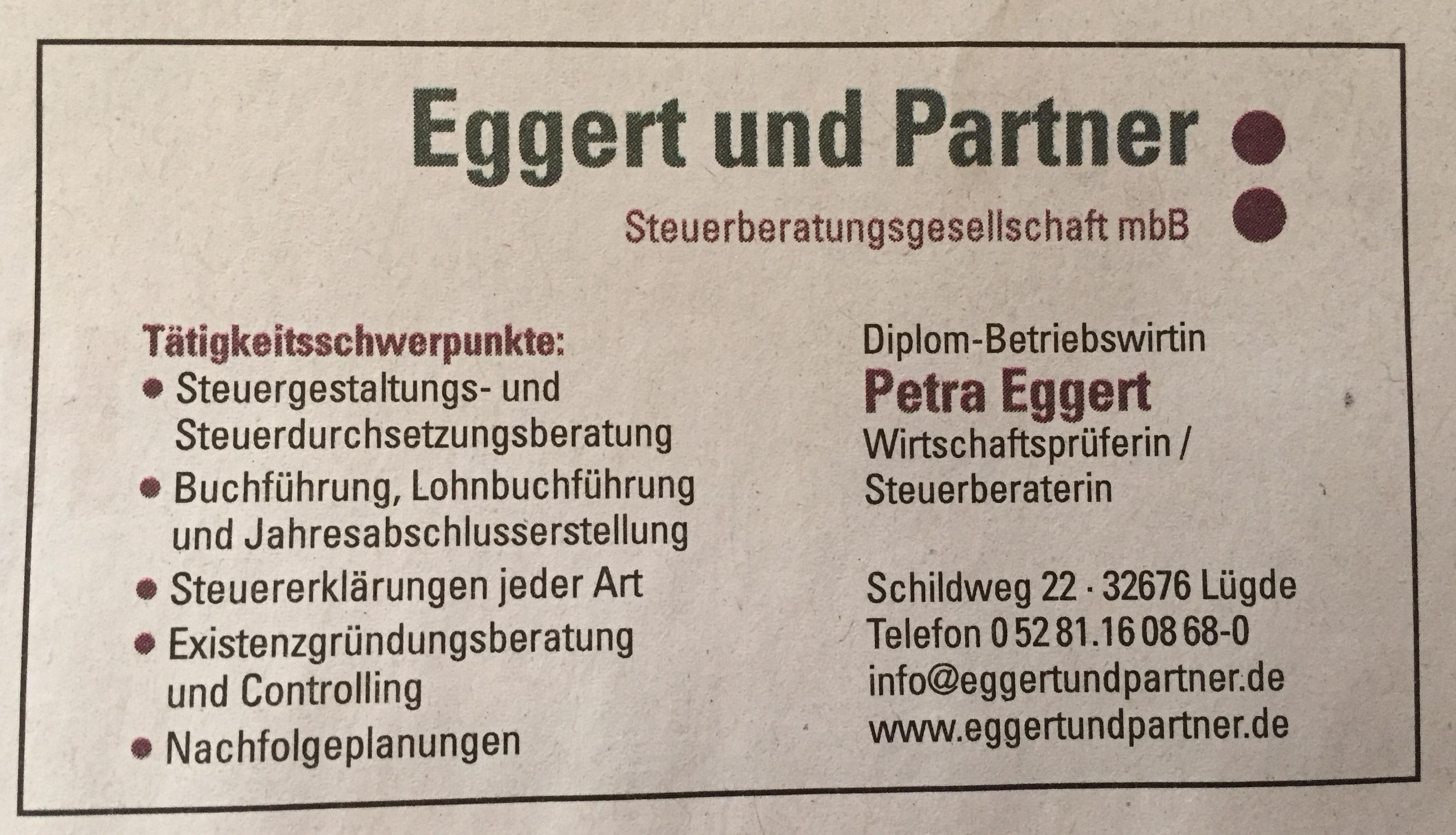Bild 1 Eggert und Partner Steuerberatungsbüro in Lügde