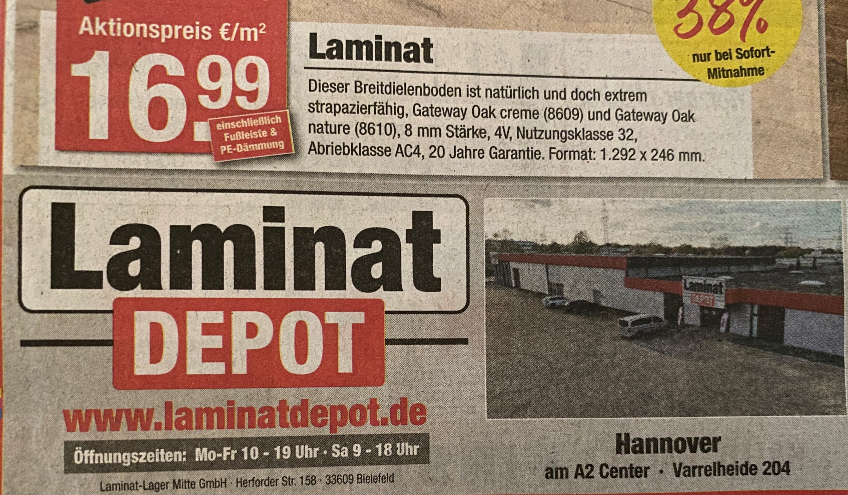 Bild 1 Laminat - Depot in Bielefeld