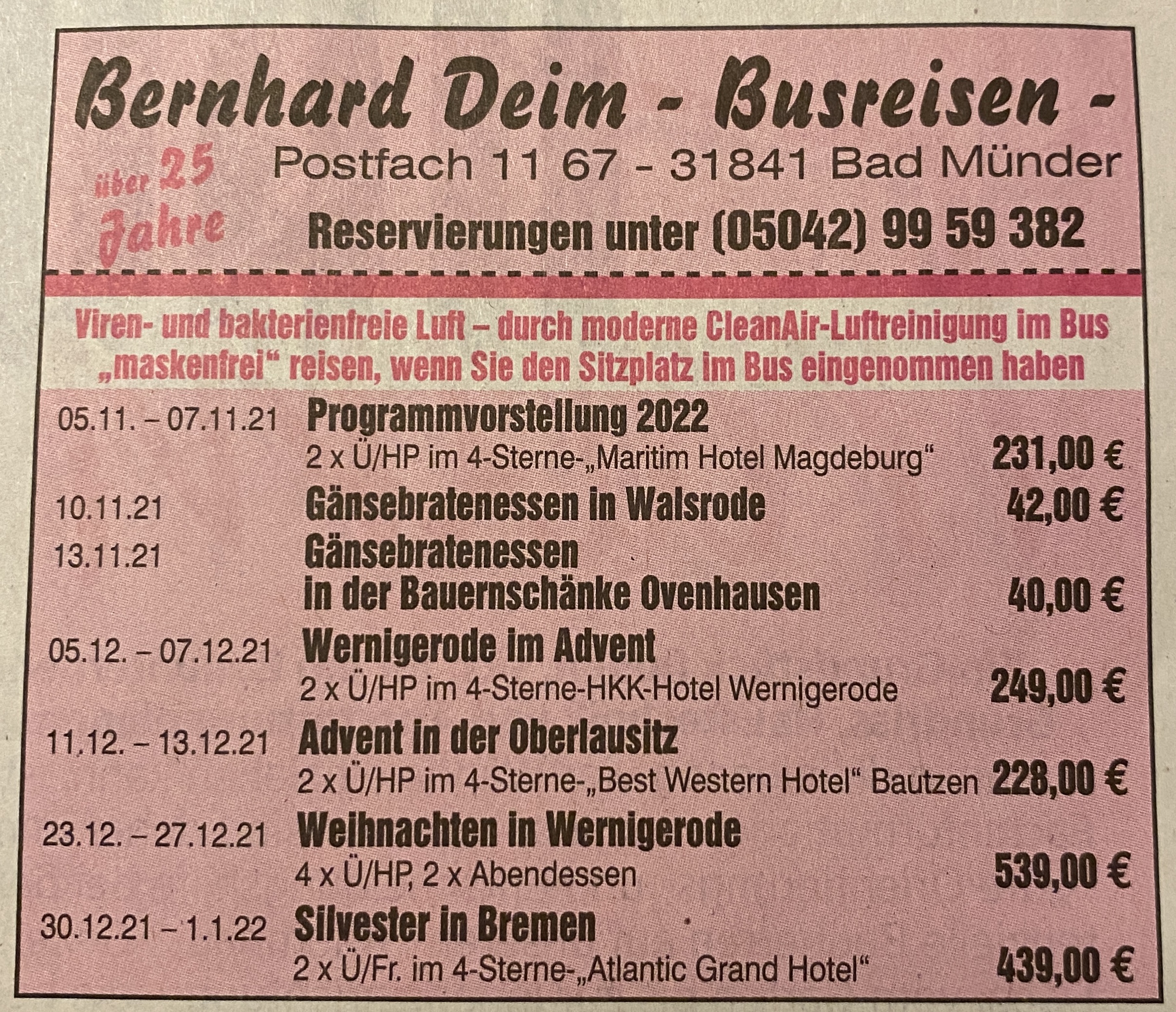 Bild 1 Bernhard Deim - Busreisen in Bad Münder am Deister