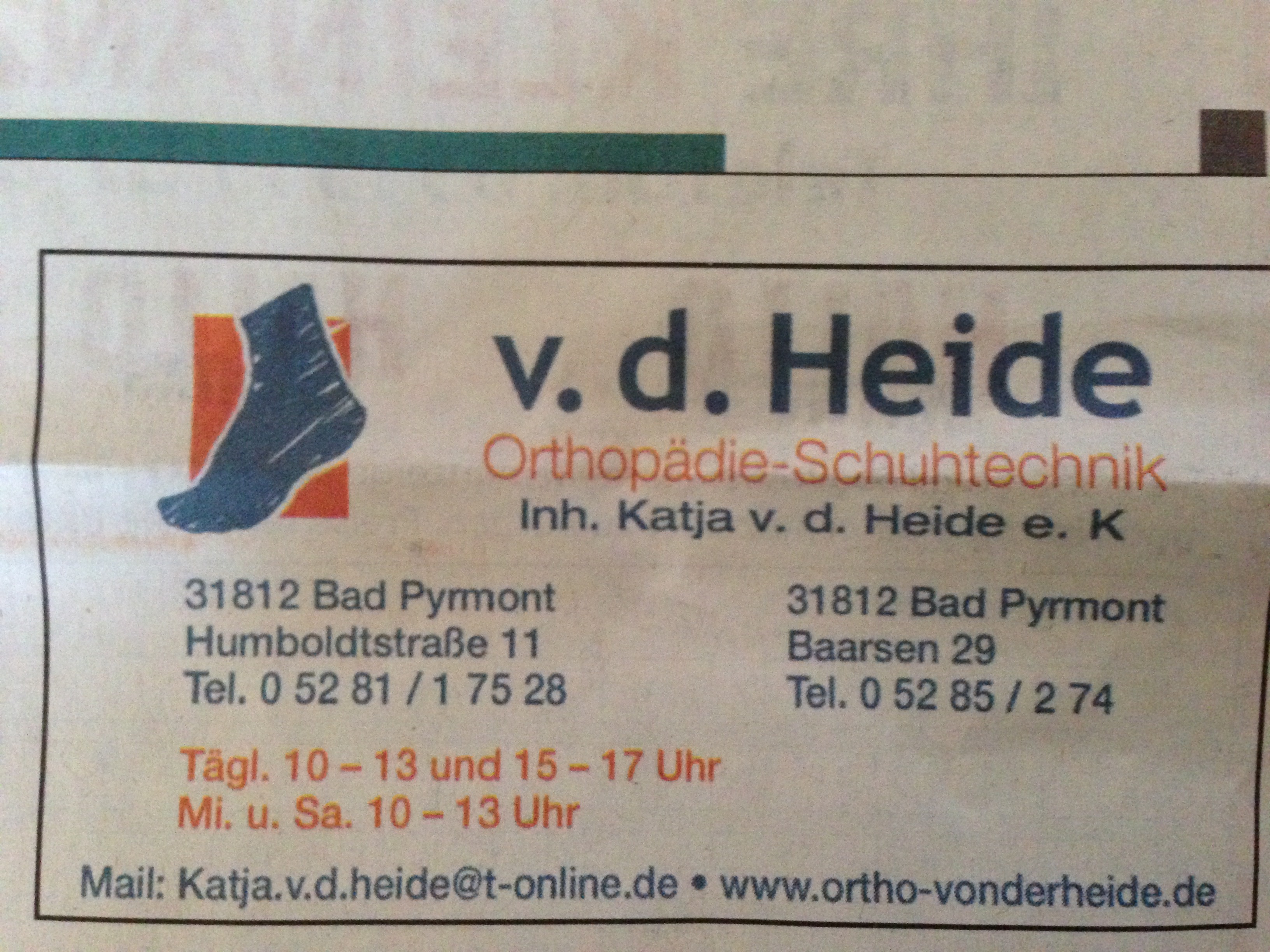 Bild 1 v.d. Heide Orthopädie-Schuh- in Bad Pyrmont