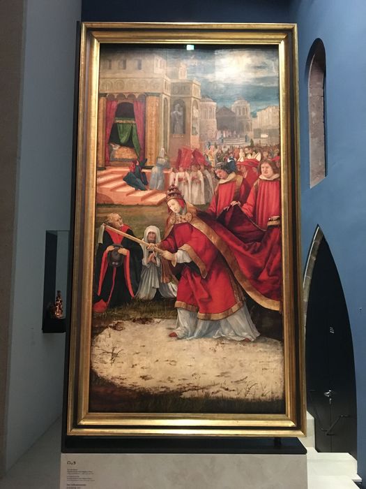 Grundsteinlegung von Santa Maria Maggiore in Rom, rechter Seitenflügel des Maria-Schnee-Triptychons von Matthias Grünewald 