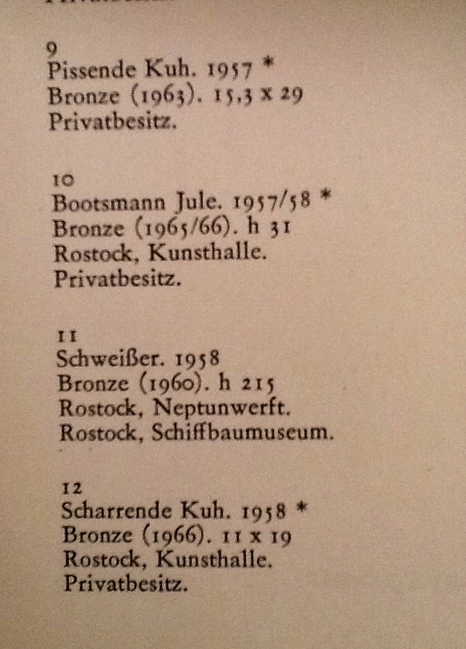 Aus dem Werkverzeichnis des Bildhauers Jo Jastram. Pos.11 &raquo; Schwei&szlig;er&laquo; von 1958, gegossen 1960 in zwei Abg&uuml;ssen, f&uuml;r das Schiffbaumuseum und die Neptunwerft