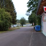 Am Stausee Imbiss-Kiosk-Stausee-Blick in Rainrod Stadt Schotten