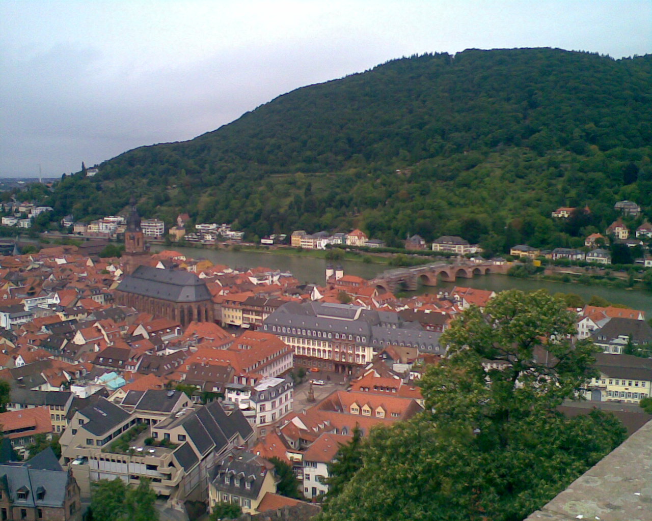 Blick vom Schloß in die Stadt.
An dieser Kirche wäre ein guter Treffpunkt für uns