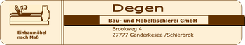 Logo von Degen Bau- und Möbeltischlerei GmbH in Ganderkesee