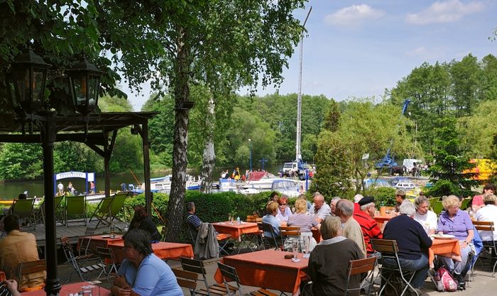 Havelbaude Blick auf Hafen