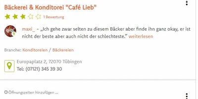 Café Lieb Bäckerei & Konditorei in Tübingen